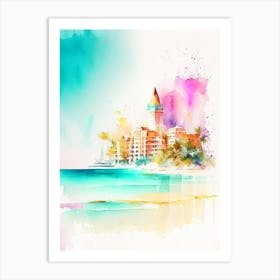 Cancun Mexico Watercolour Pastel Tropical Destination Art Print