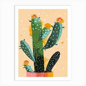 Christmas Cactus Plant Minimalist Illustration 4 Art Print