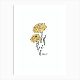 October Marigold Birth Flower 1 Art Print