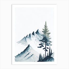 Mountain And Forest In Minimalist Watercolor Vertical Composition 54 Art Print