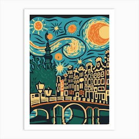 Starry Night In Amsterdam Art Print