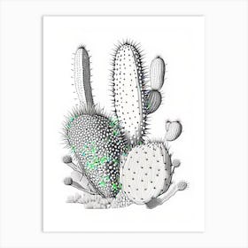 Prickly Pear Cactus William Morris Inspired Art Print