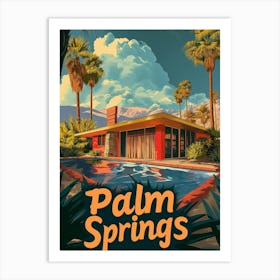 Poolside Paradise: A Retro Palm Springs Poster Art Print