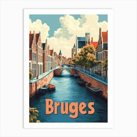 Aihrgdesign A Classic 1960s Travel Poster For Bruges 3 Art Print