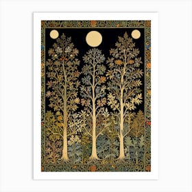 William Morris Trees In The Moonlight Art Print