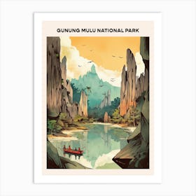 Gunung Mulu National Park Midcentury Travel Poster Art Print