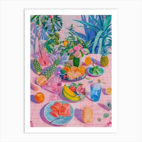 Pink Breakfast Food Veggie Breakfast 1 Art Print