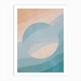 Minimal art abstract watercolor painting of calm blue waves Art Print