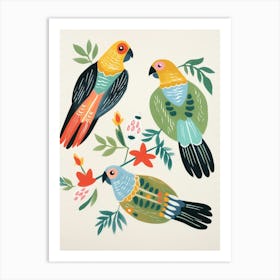Folk Style Bird Painting Parrot 2 Art Print
