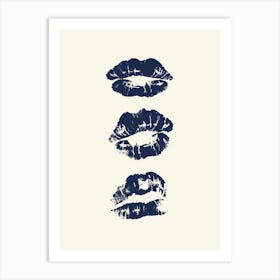 Kiss Lips Navy Blue Art Print