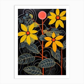 Black Eyed Susan 1 Hilma Af Klint Inspired Flower Illustration Art Print