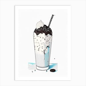 Cookies And Cream Milkshake Dairy Food Minimal Line Drawing Art Print