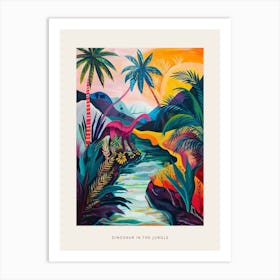 Abstract Colourful Dinosaur In The Jungle 1 Poster Art Print