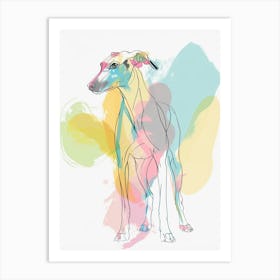Greyhound Dog Pastel Line Watercolour Illustration  2 Art Print