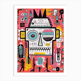 Doodle Robot Art Print