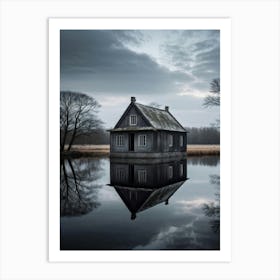 Old House Standing Still Solitary And Picturesque Against A Minimalist Stark Black Background A H Art Print