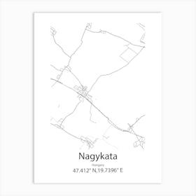 Nagykata,Hungary Minimalist Map Art Print