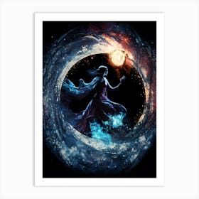 Moon And The Woman Art Print