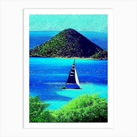 Tobago Cays Saint Vincent And The Grenadines Pointillism Style Tropical Destination Art Print