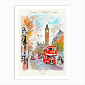 Poster Of London, Dreamy Storybook Illustration 4 Art Print