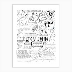 Elton John Doodle Lyrics Art Print