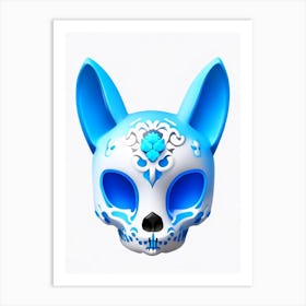 Animal Skull Blue Kawaii Art Print