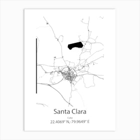 Santa Clara,Cuba Minimalist Map Art Print