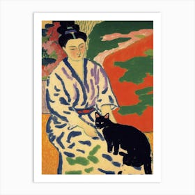 Matisse  Style La Japonaise With Black Cat Art Print