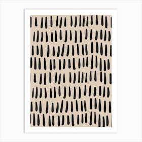 Beige & Black Abstract Lines Art Print