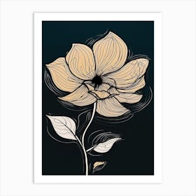 Line Art Sunflower Flowers Illustration Neutral 15 Art Print