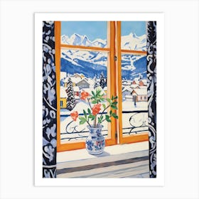 The Windowsill Of Interlaken   Switzerland Snow Inspired By Matisse 4 Art Print