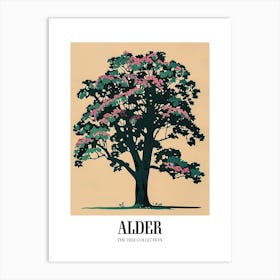 Alder Tree Colourful Illustration 1 Poster Art Print