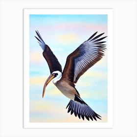 Brown Pelican Watercolour Bird Art Print