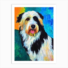 Bearded Collie 2 Fauvist Style Dog Art Print