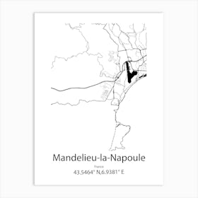 Mandelieu La Napoule,France Minimalist Map Art Print