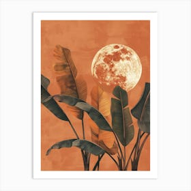 Full Moon With Banana Leaves Art Print