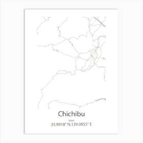 Chichibu,Japan Minimalist Map Art Print