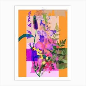 Aconitum 4 Neon Flower Collage Art Print