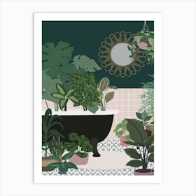 Eclectic Plants In Bathtub Art Print