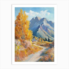 Mountain Oil Painting Landscape, Autumn In The Mountains Art Print