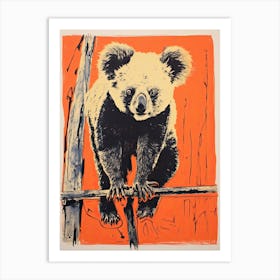 Koala, Woodblock Animal  Drawing 1 Art Print