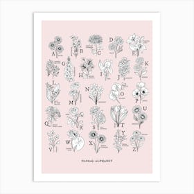 Floral Alphabet | Soft Pink Art Print