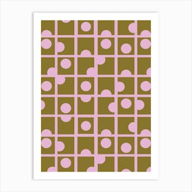 Pink Retro Circles Pattern Art Print