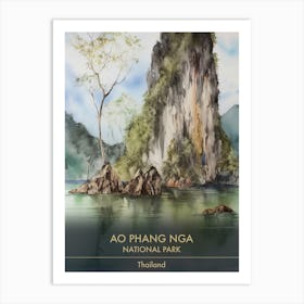 Ao Phang Nga National Park Thailand Watercolour 4 Art Print