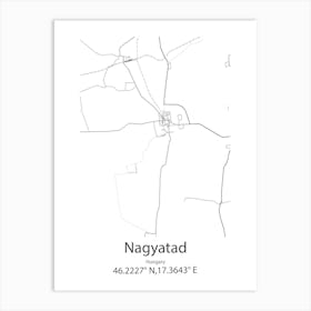 Nagyatad,Hungary Minimalist Map Art Print