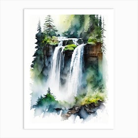 Silver Falls State Park Waterfall, United States Water Colour  (2) Art Print