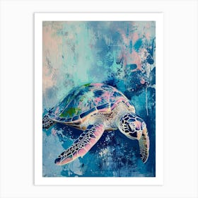 A Blue Sea Turtle Swimming Art Print