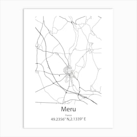 Meru,France Minimalist Map Art Print