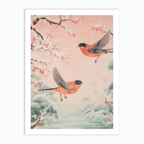 Vintage Japanese Inspired Bird Print Robin 9 Art Print