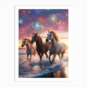 Horses On The Beach Art Print